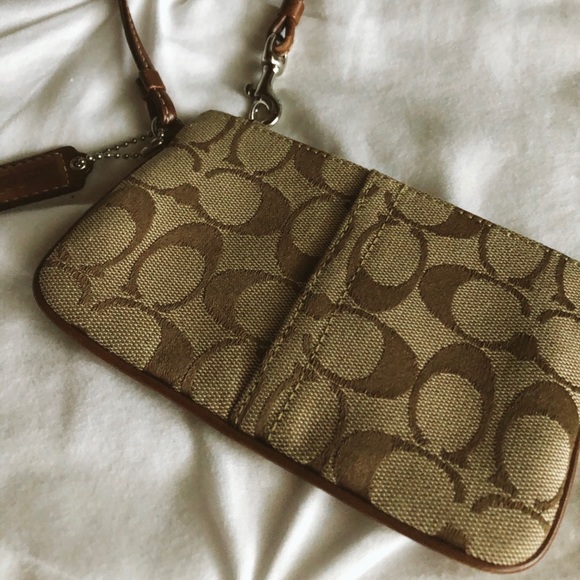 Coach Logo Wristlet in Tan - Picture 2 of 4
